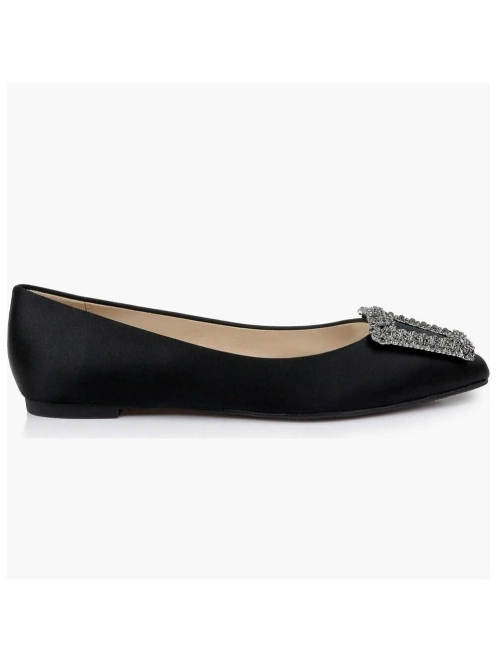Badgley Mischka Emerie Embellished Crystal Buckle Satin Slip on Flats NWT - Picture 3 of 14